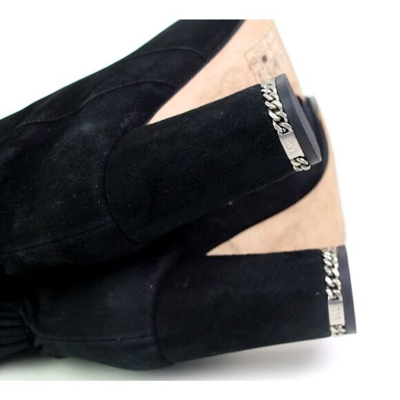 Michael Michael Kors BLACK REAL LEATHER SUEDE HIGH HEEL ROUND TOE ANKLE BOOTS 7M - Picture 11 of 16